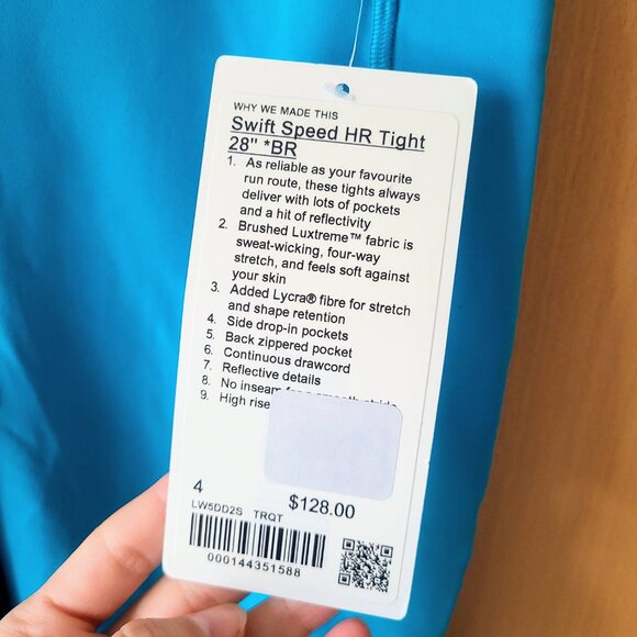 Lululemon Swift Speed High-Rise Tight 28" Leggings Turquoise Tide Blue Size 4 - Picture 8 of 14